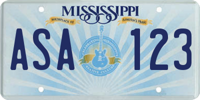 MS license plate ASA123