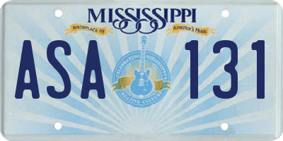 MS license plate ASA131