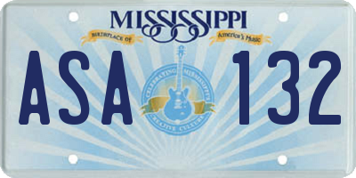 MS license plate ASA132