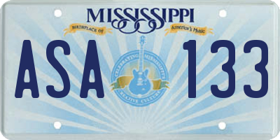 MS license plate ASA133