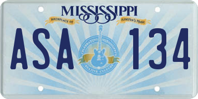 MS license plate ASA134