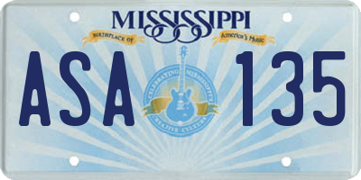 MS license plate ASA135