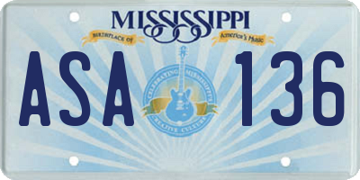 MS license plate ASA136