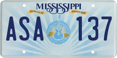 MS license plate ASA137