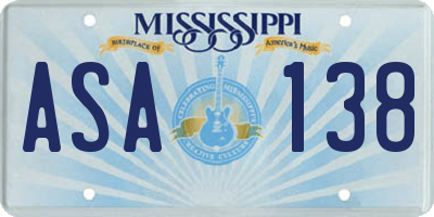 MS license plate ASA138