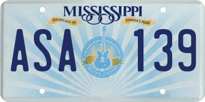 MS license plate ASA139