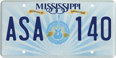 MS license plate ASA140