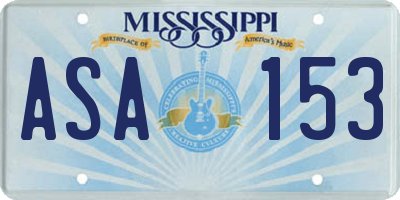 MS license plate ASA153