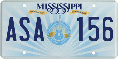 MS license plate ASA156