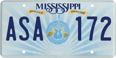 MS license plate ASA172