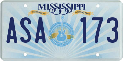 MS license plate ASA173