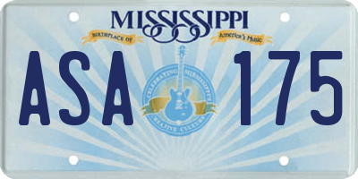 MS license plate ASA175