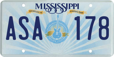 MS license plate ASA178