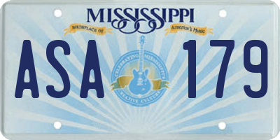 MS license plate ASA179