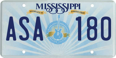 MS license plate ASA180