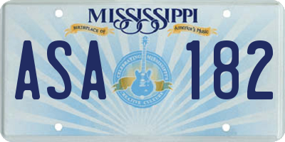 MS license plate ASA182