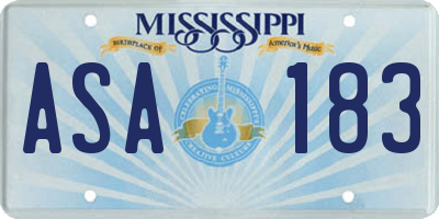 MS license plate ASA183