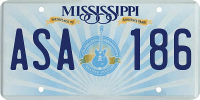 MS license plate ASA186