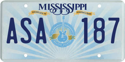 MS license plate ASA187
