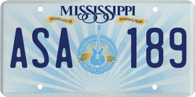 MS license plate ASA189