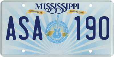 MS license plate ASA190