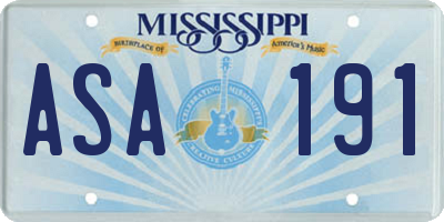 MS license plate ASA191