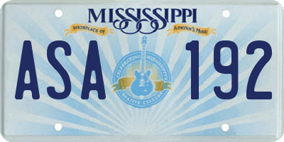 MS license plate ASA192