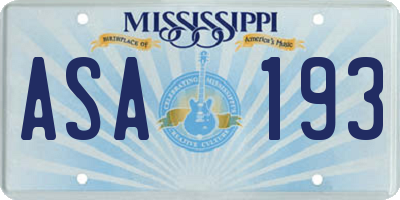 MS license plate ASA193