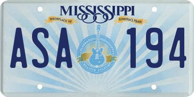 MS license plate ASA194