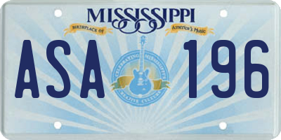 MS license plate ASA196