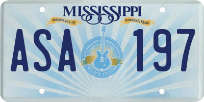 MS license plate ASA197