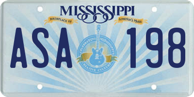 MS license plate ASA198