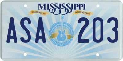 MS license plate ASA203