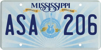 MS license plate ASA206