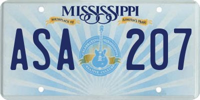 MS license plate ASA207