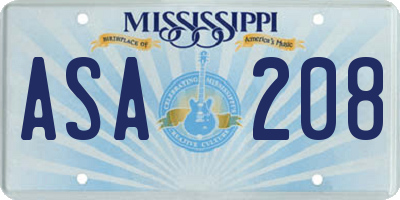 MS license plate ASA208