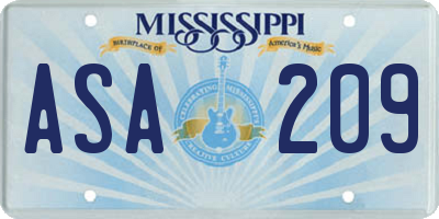 MS license plate ASA209