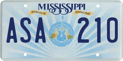 MS license plate ASA210