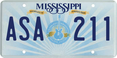 MS license plate ASA211