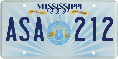 MS license plate ASA212