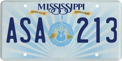 MS license plate ASA213