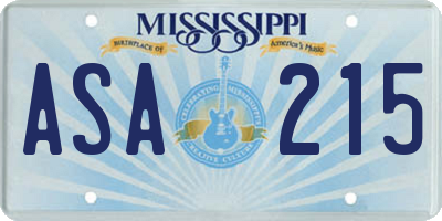 MS license plate ASA215