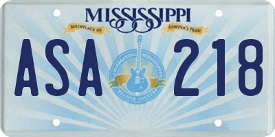MS license plate ASA218
