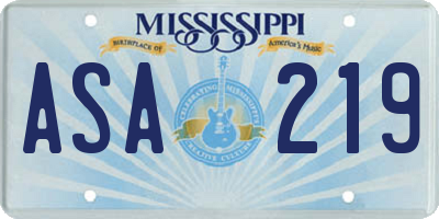 MS license plate ASA219