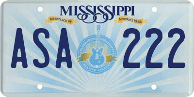 MS license plate ASA222