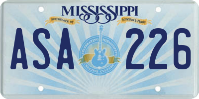 MS license plate ASA226