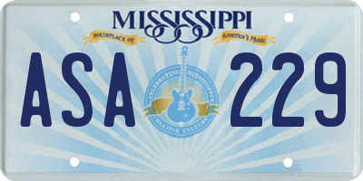 MS license plate ASA229