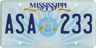 MS license plate ASA233
