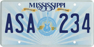 MS license plate ASA234