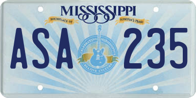 MS license plate ASA235
